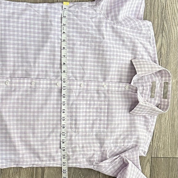 π NORDSTROM Men's Shop Non-Iron Dress Shirt - Purple Plaid (Size 16 Trim Fit)π - Picture 11 of 12